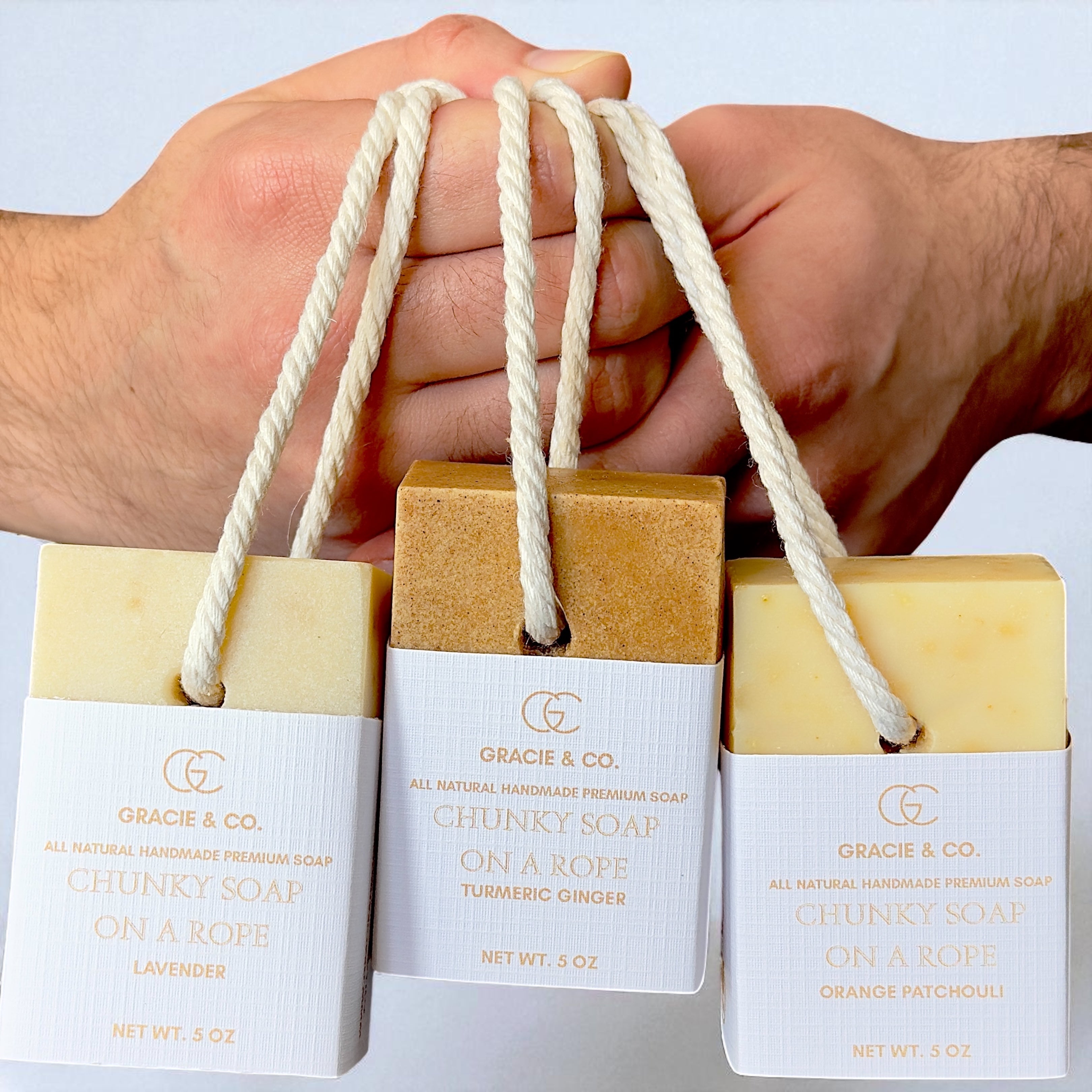 Chunky Soap On A Rope - Bulgarian Lavender Handmade Bar | Gracie & Co. 1942
