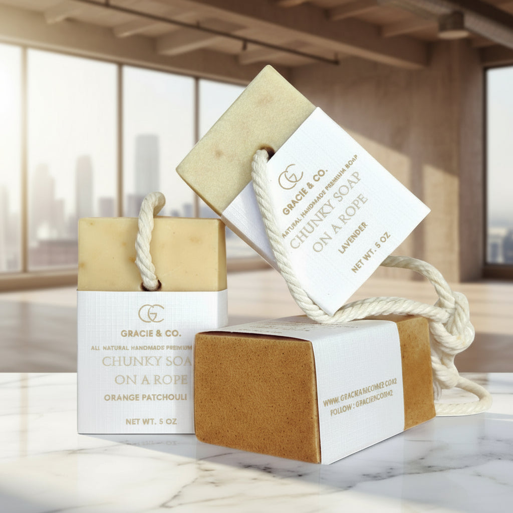 Chunky Soap On A Rope - Oats & Honey Handmade Bar | Gracie & Co. 1942
